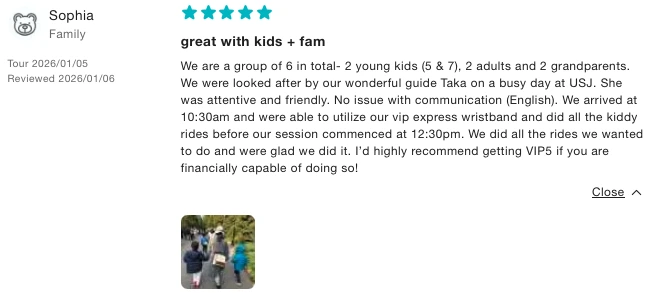 USJ VIP Pass reviews of KKday
