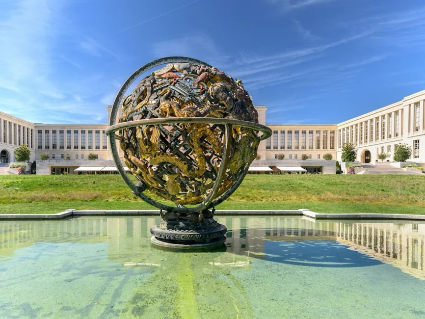 Palais des Nations Geneva Broken Chair sculpture UN Switzerland landmark